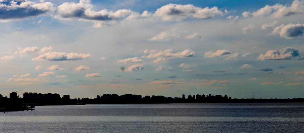 urban landscape, city, urban, light, architecture, backlighting, horizon, skyline, nature, darling, clouds, sea, buenos aires